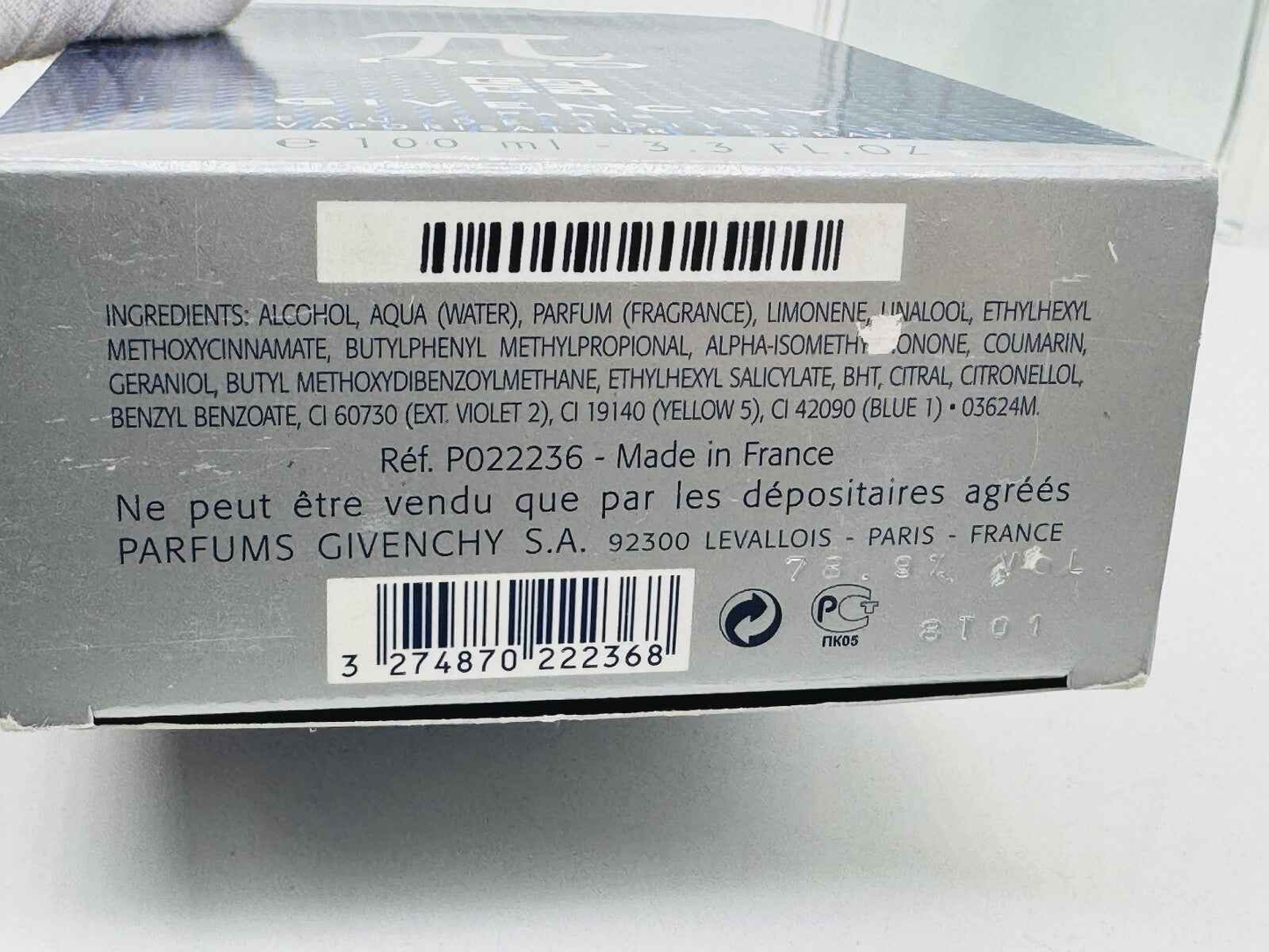 Confezione del profumo Givenchy Pi Greco Neo da 100 ml con ingredienti e dettagli del prodotto