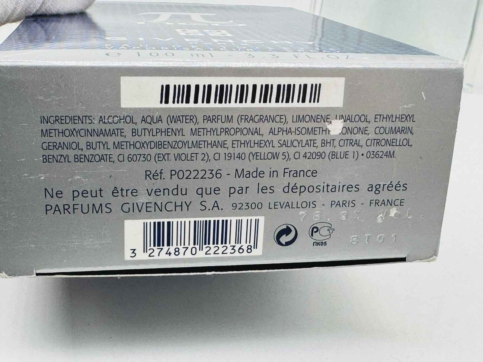 Confezione del profumo Givenchy Pi Greco Neo da 100 ml con ingredienti e dettagli del prodotto