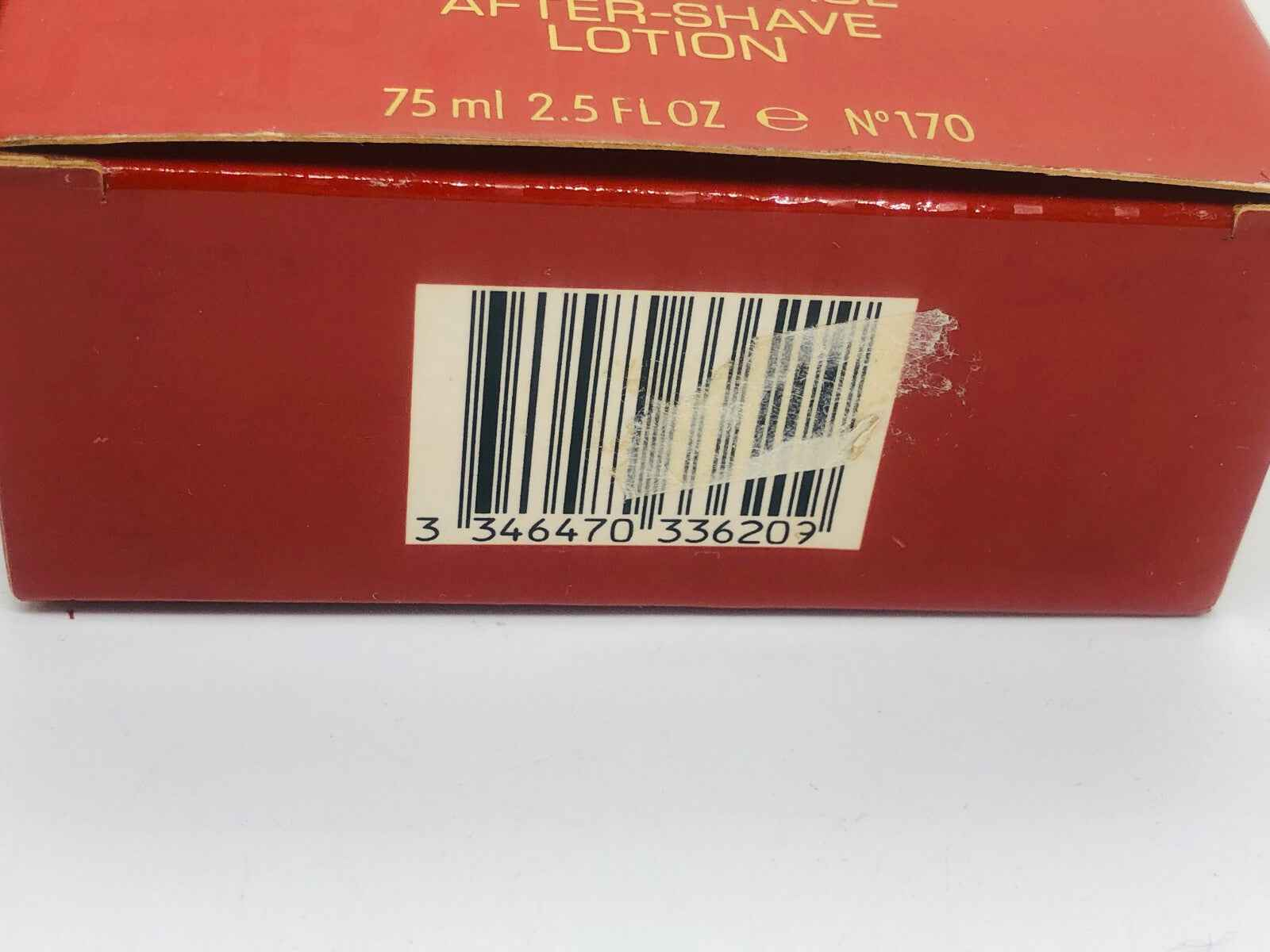 Scatola di lozione dopobarba Heritage Guerlain Vintage da 75 ml con codice a barre sul retro