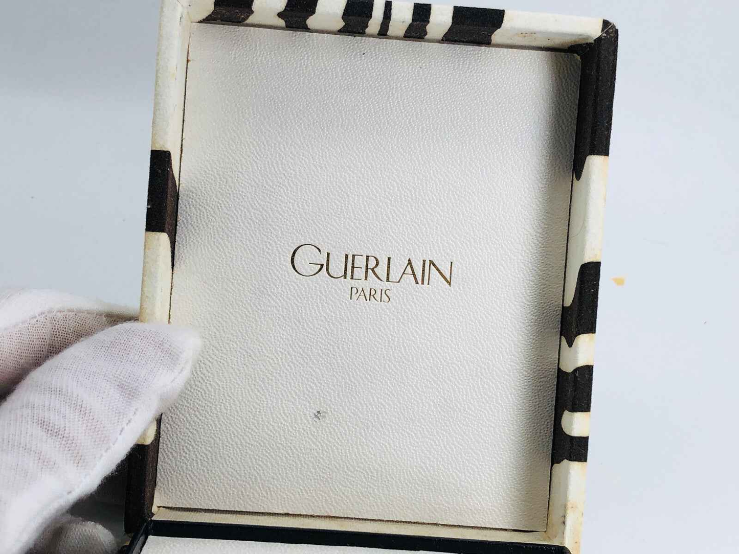 Scatola vintage per profumo Guerlain Vol De Nuit con design a strisce in bianco e nero