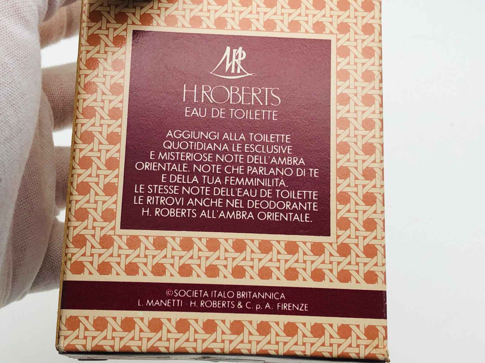 Scatola di profumo Roberts Ambra Orientale, Eau de Toilette con note esclusive e misteriose