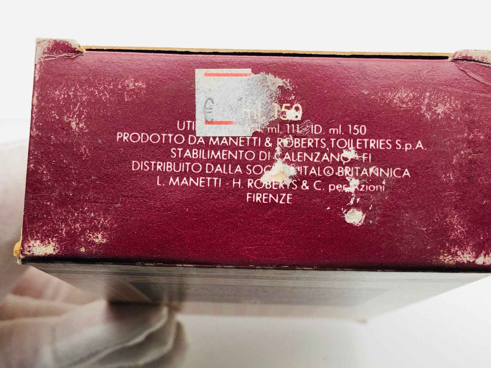 Scatola del Profumo Roberts Ambra Orientale con etichetta di prezzo e dettagli di prodotto