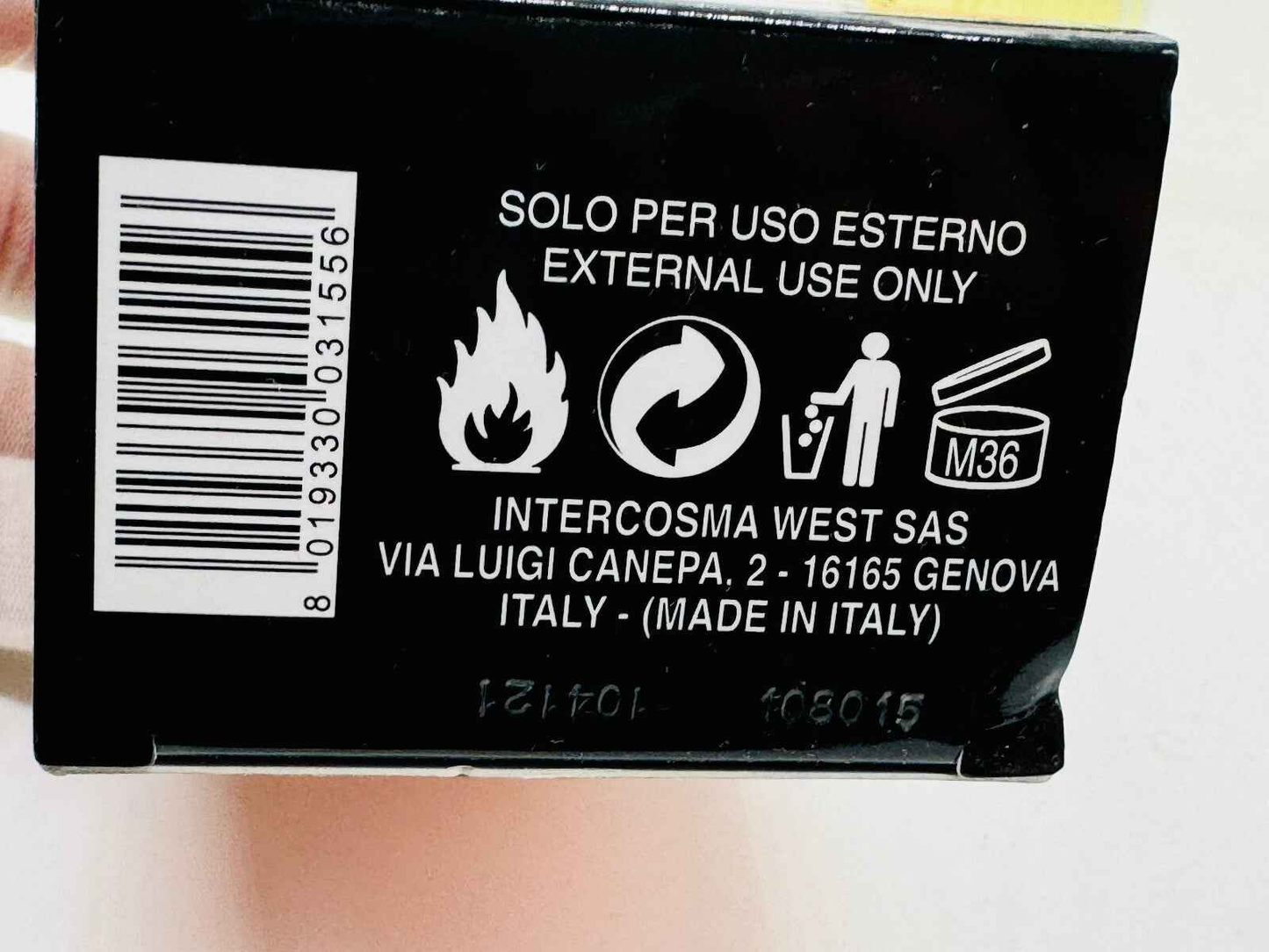 Hascish For Men Vintage confezione con istruzioni in italiano per uso esterno e informazioni di contatto