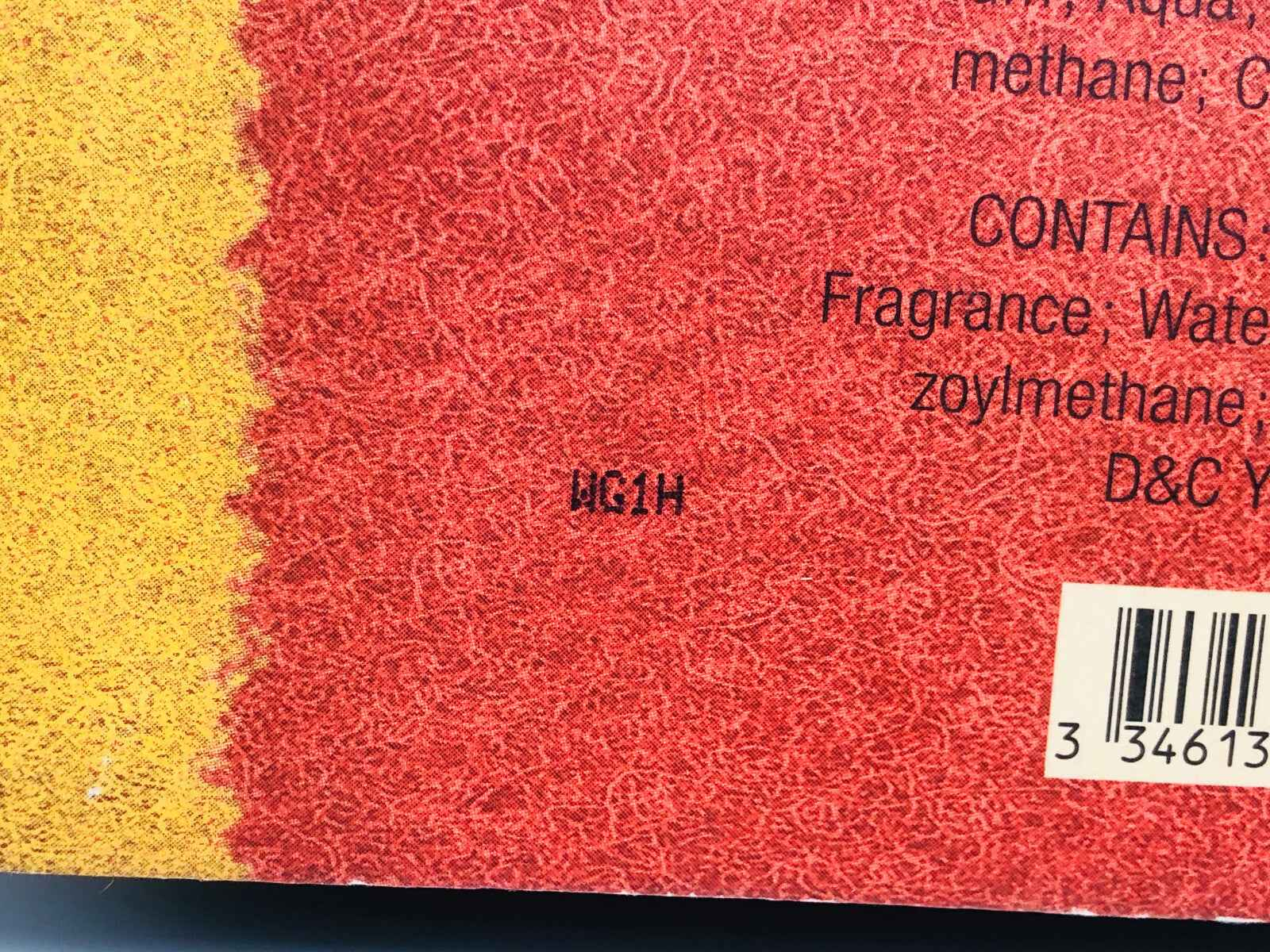 Confezione vintage del Profumo Hermes Rocabar Vintage con dettagli e codici sul retro.