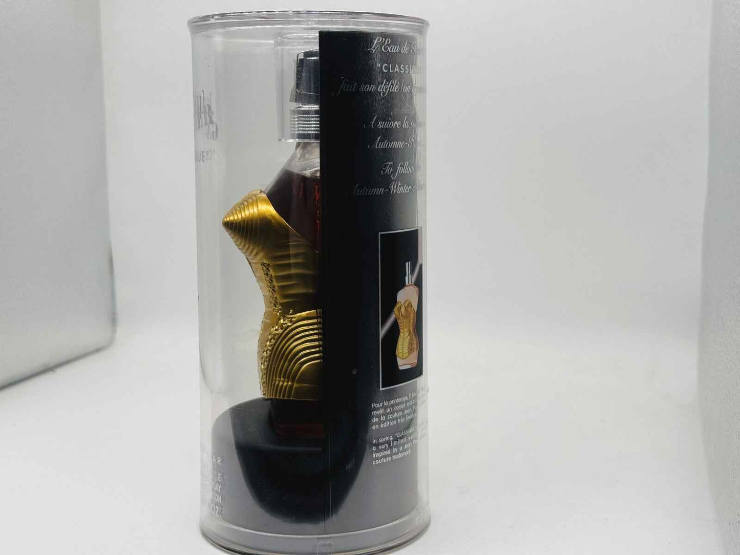 Profumo Jean Paul Gaultier Classique in flacone a forma di torso femminile dorato con confezione elegante