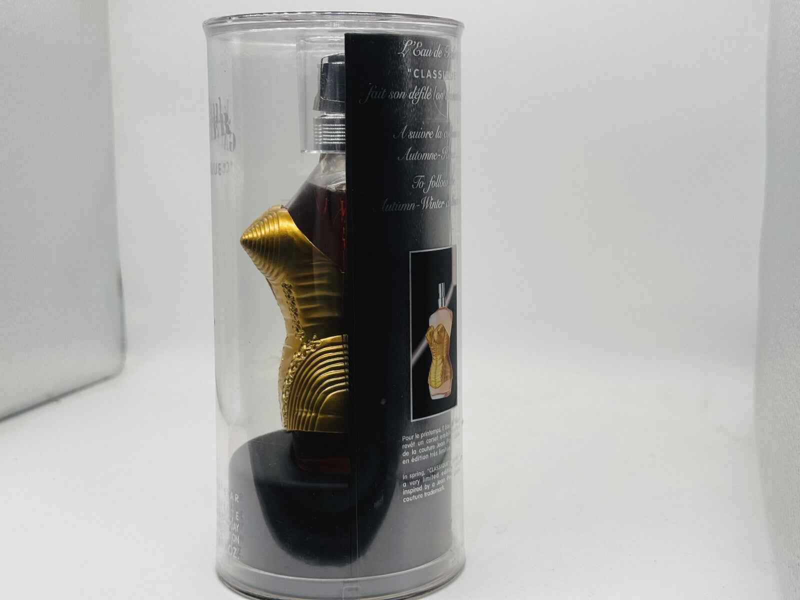 Profumo Jean Paul Gaultier Classique in flacone a forma di torso femminile dorato con confezione elegante