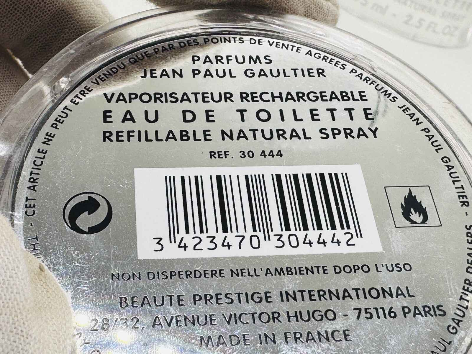 Flacone di Eau de Toilette in Spray Ricaricabile Jean Paul Gaultier Classique Vintage con etichetta dettagliata