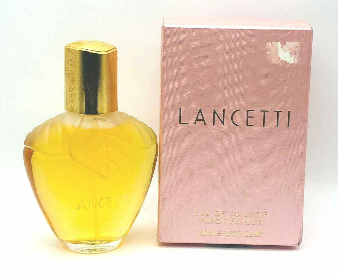 Profumo Lancetti Elle Vintage in flacone a forma di foglia con confezione rosa elegante