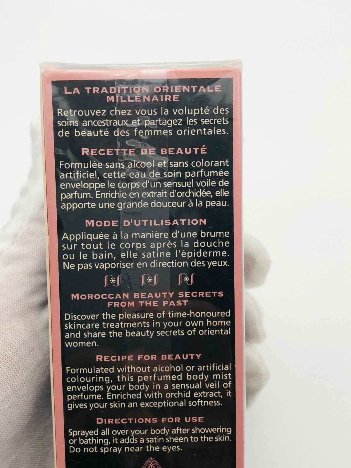 Scatola di prodotti Les Bains Du Marais con istruzioni e ricetta di bellezza orientale