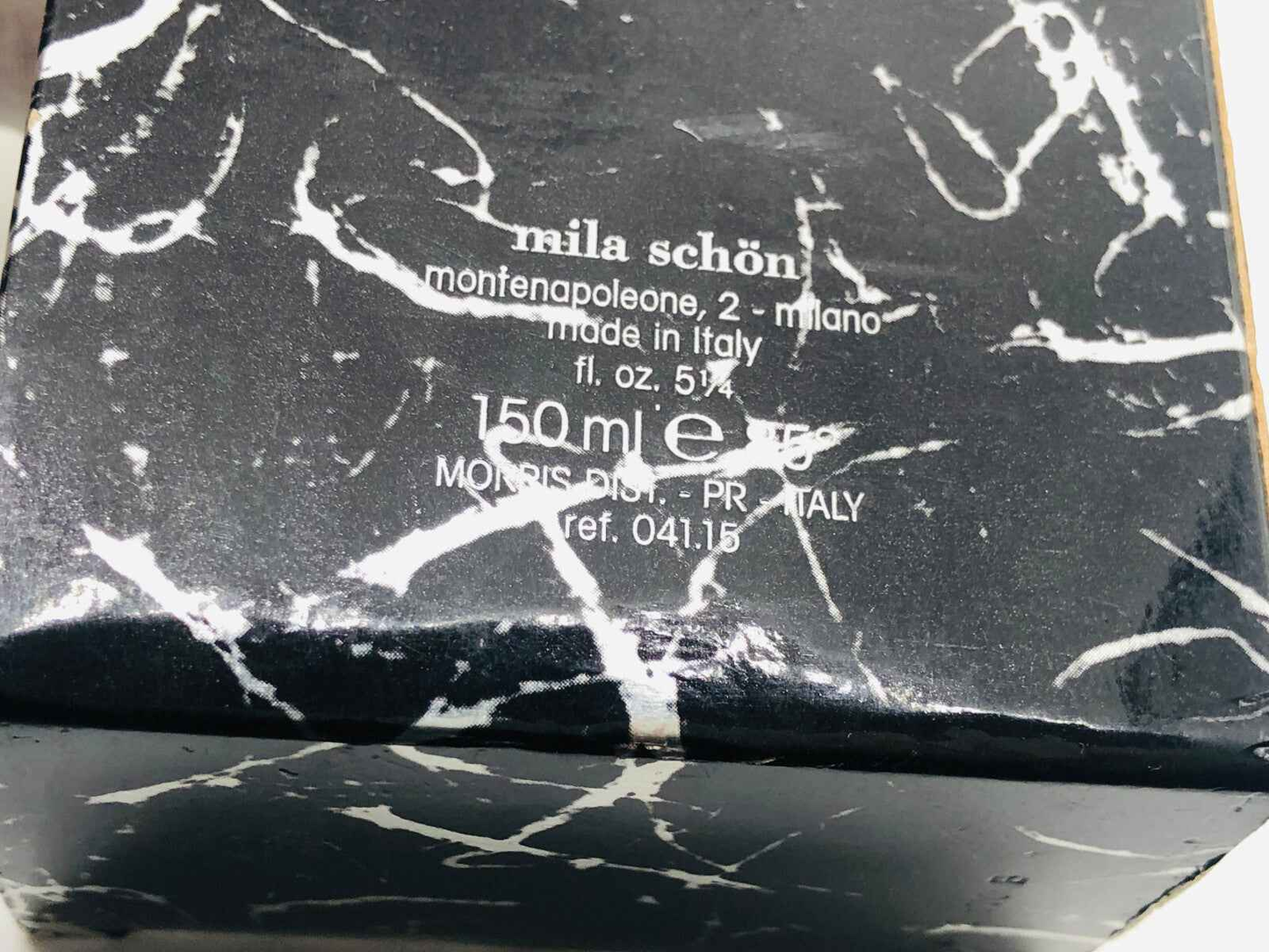 Scatola di profumo Mila Schon Uomo Vintage in marmo nero con etichetta dettagliata