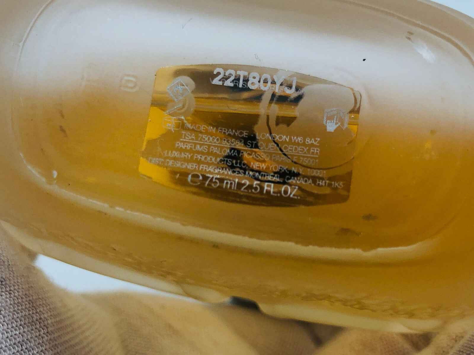 Flacone con etichetta di profumo Minotaure Paloma Picasso Vintage da 75 ml, elegante e unico