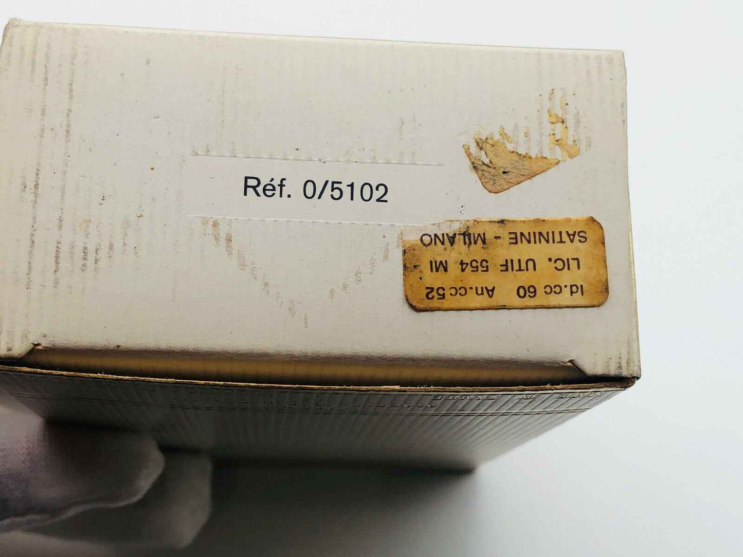 Scatola vintage Monsieur De Rauch con etichette e riferimento 0/5102 per collezionisti