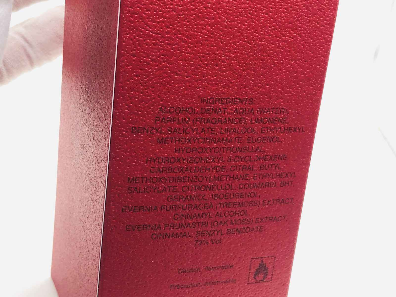 Montana Parfum D'Homme confezione rossa con ingredienti dettagliati sul lato