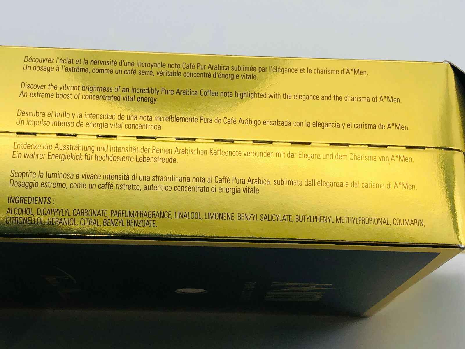 Scatola di profumo Vintage Mugler A Men con note di Caffè Pura Arabica ed eleganza