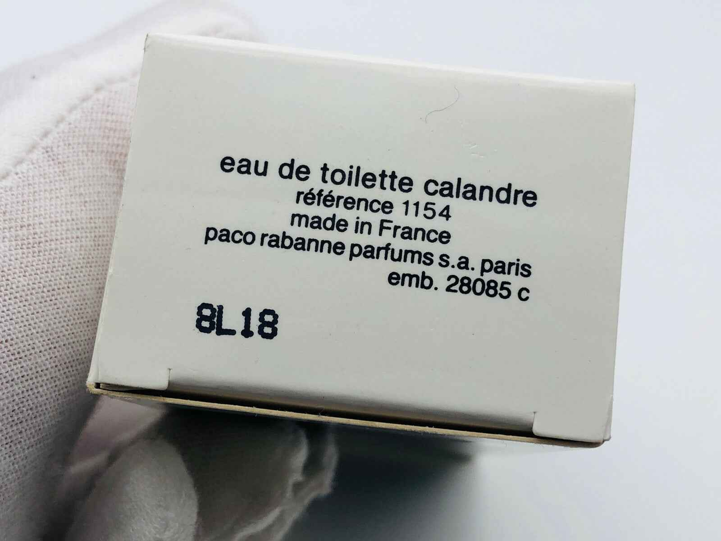 Paco Rabanne Eau De Calandre Paco Rabanne, confezione da eau de toilette con informazioni di produzione