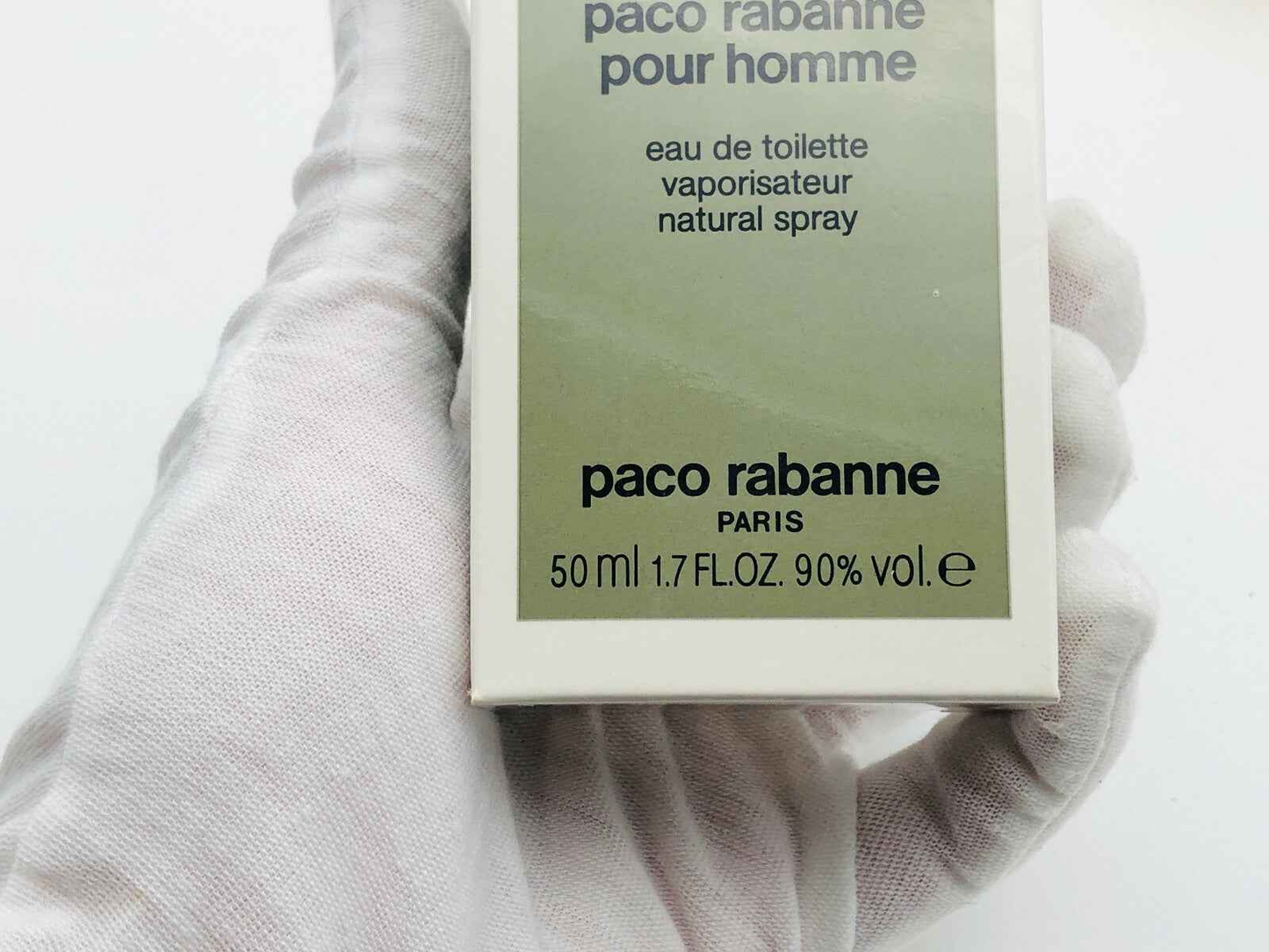 Confezione profumo Paco Rabanne Pour Homme Vintage in spray da 50 ml con etichetta chiara