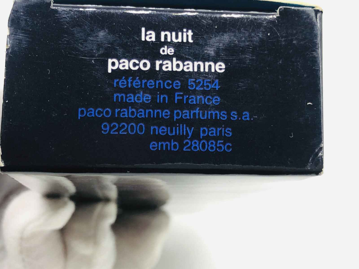 Scatola del profumo Paco Rabanne La Nuit con dettagli di riferimento e origine francese