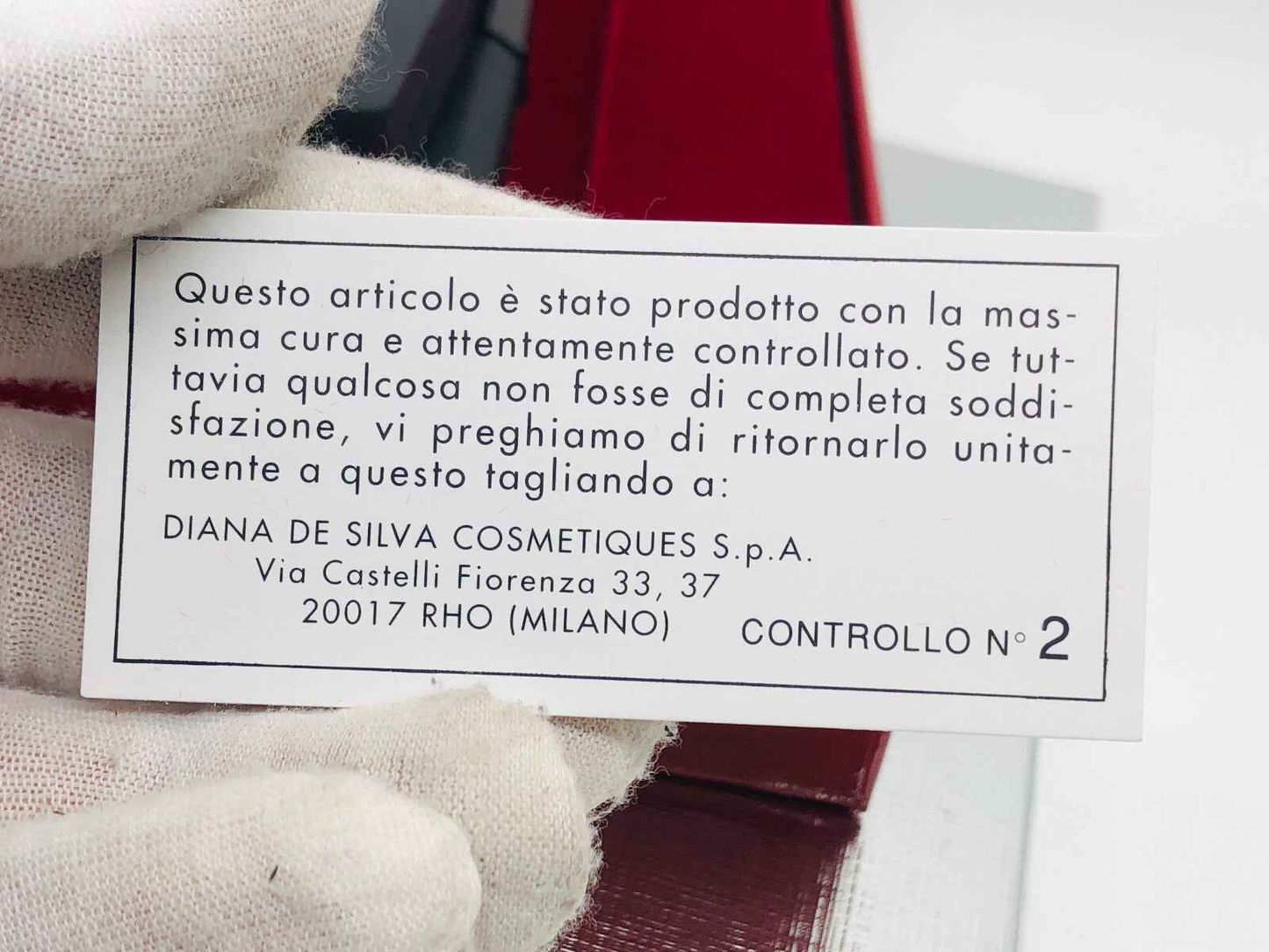 Etichetta del profumo Pancaldi Vintage con informazioni sul prodotto di Diana De Silva Cosmetiques