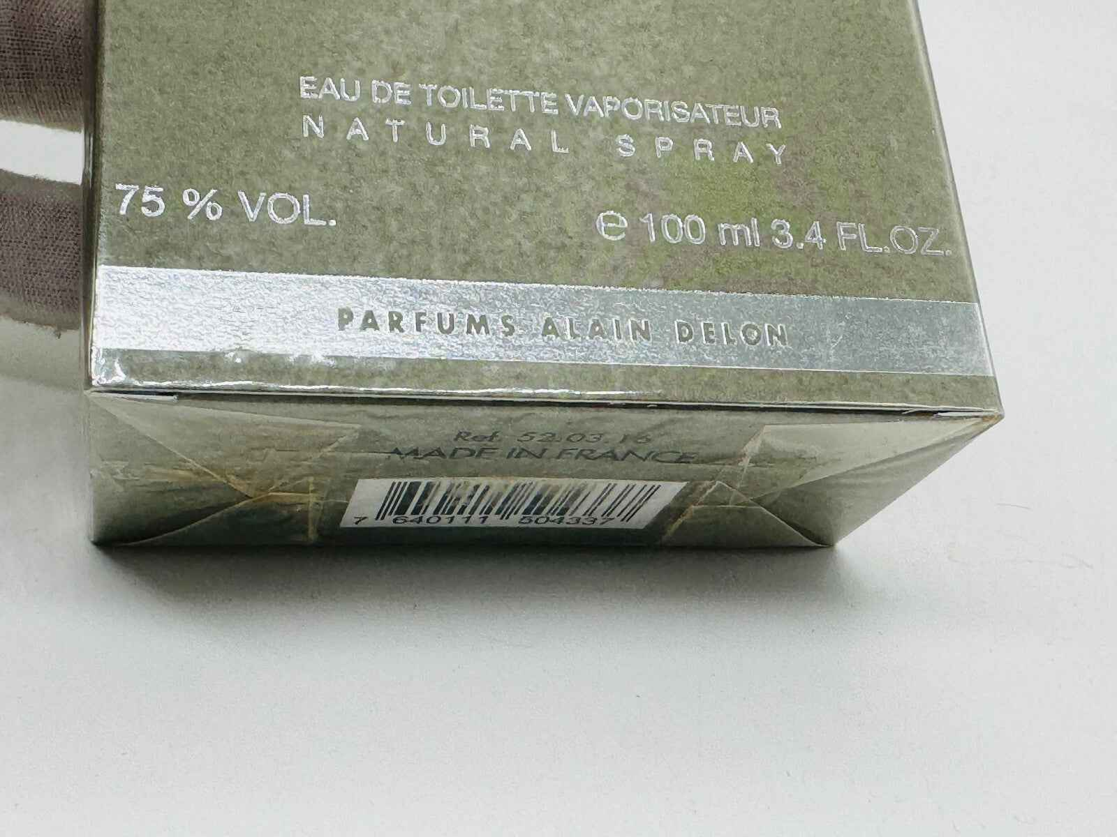 Scatola del profumo Alain Delon Samourai da 100 ml con etichetta e dettagli sul prodotto