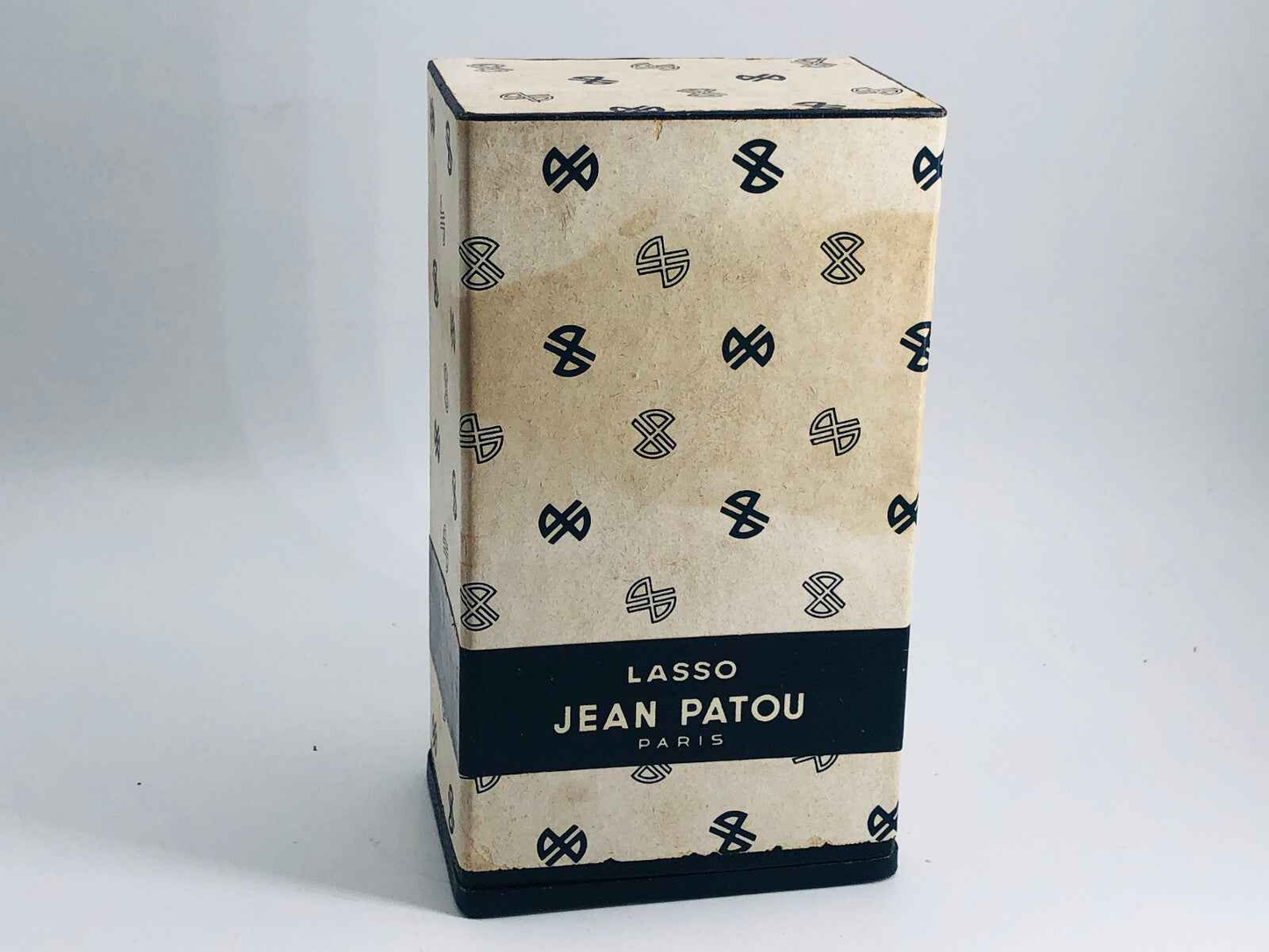 Scatola del profumo Patou Lasso Vintage con logo Jean Patou sulle pareti