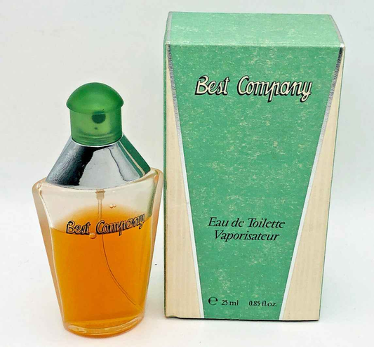 Profumo Best Company Vintage in bottiglia con tappo verde e confezione elegante da 25 ml