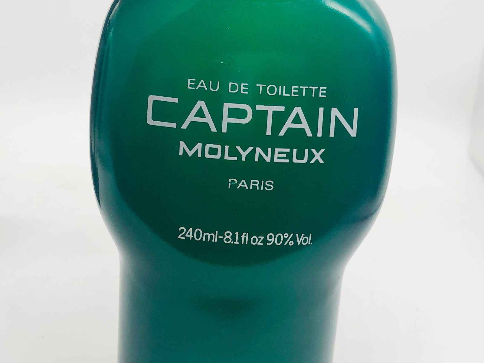 Flacone di profumo Captain Molyneux Vintage in vetro verde con etichetta elegante