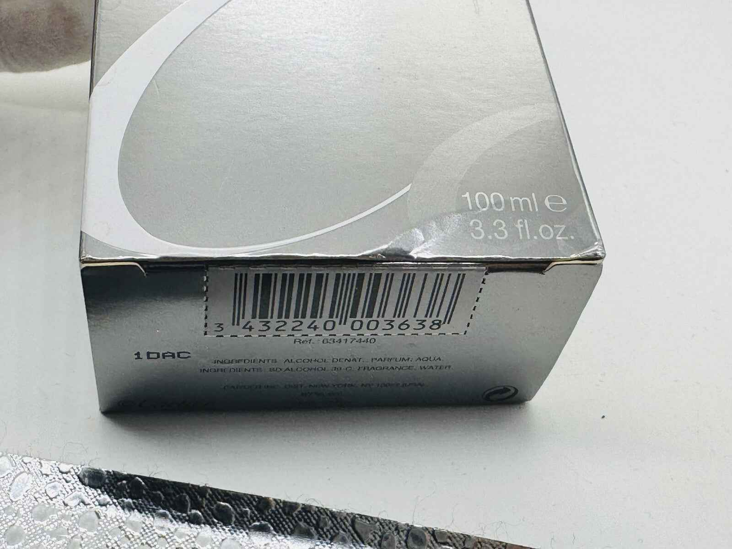 Scatola di profumo Cartier Santos Vintage da 100 ml con codice a barre sul lato