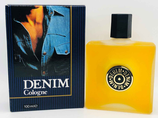 Profumo Denim Original Vintage in flacone giallo con confezione blu e nera da 100 ml