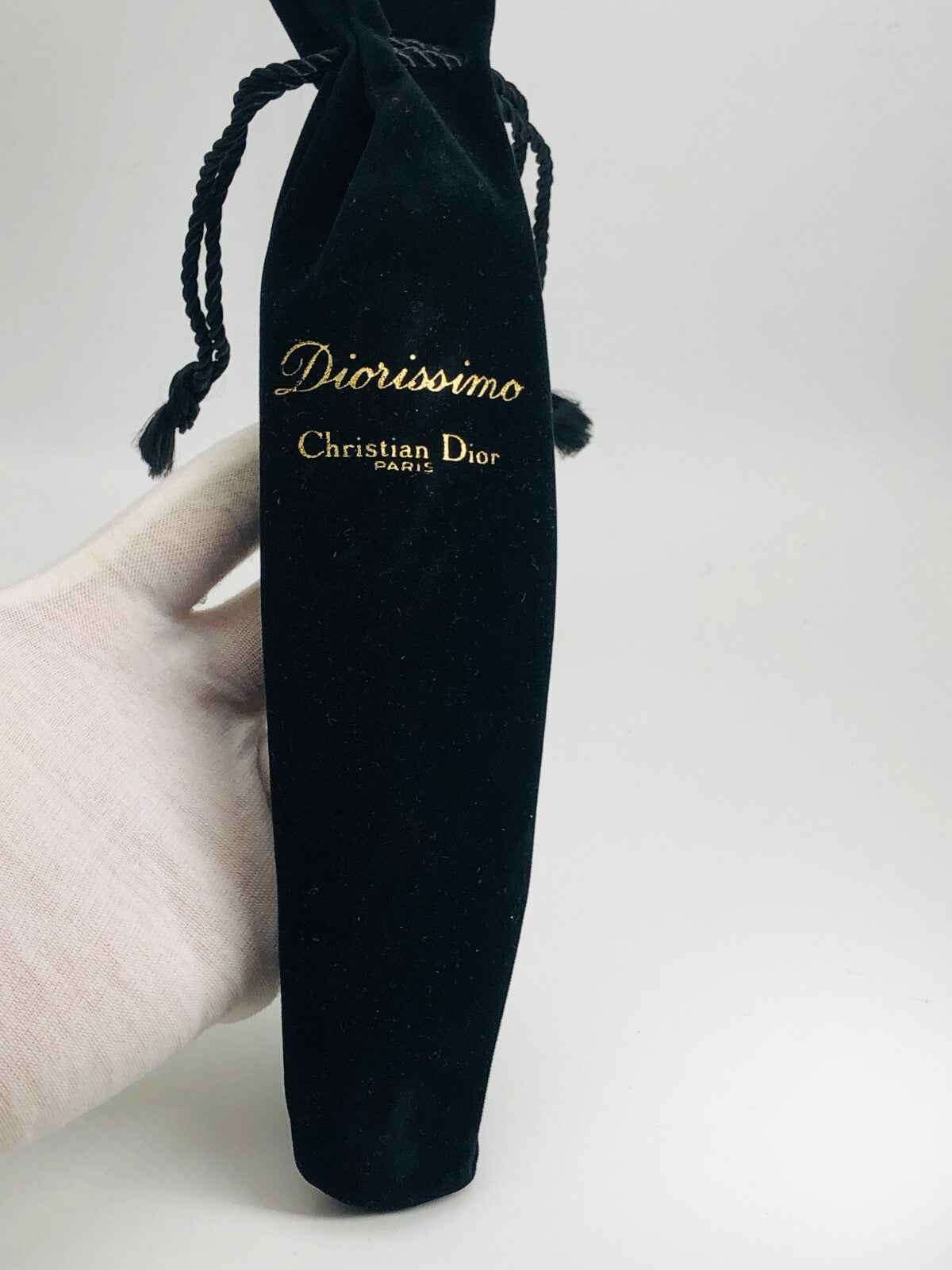 Custodia in velluto per profumo Dior Diorissimo Vintage di Christian Dior con dettagli dorati