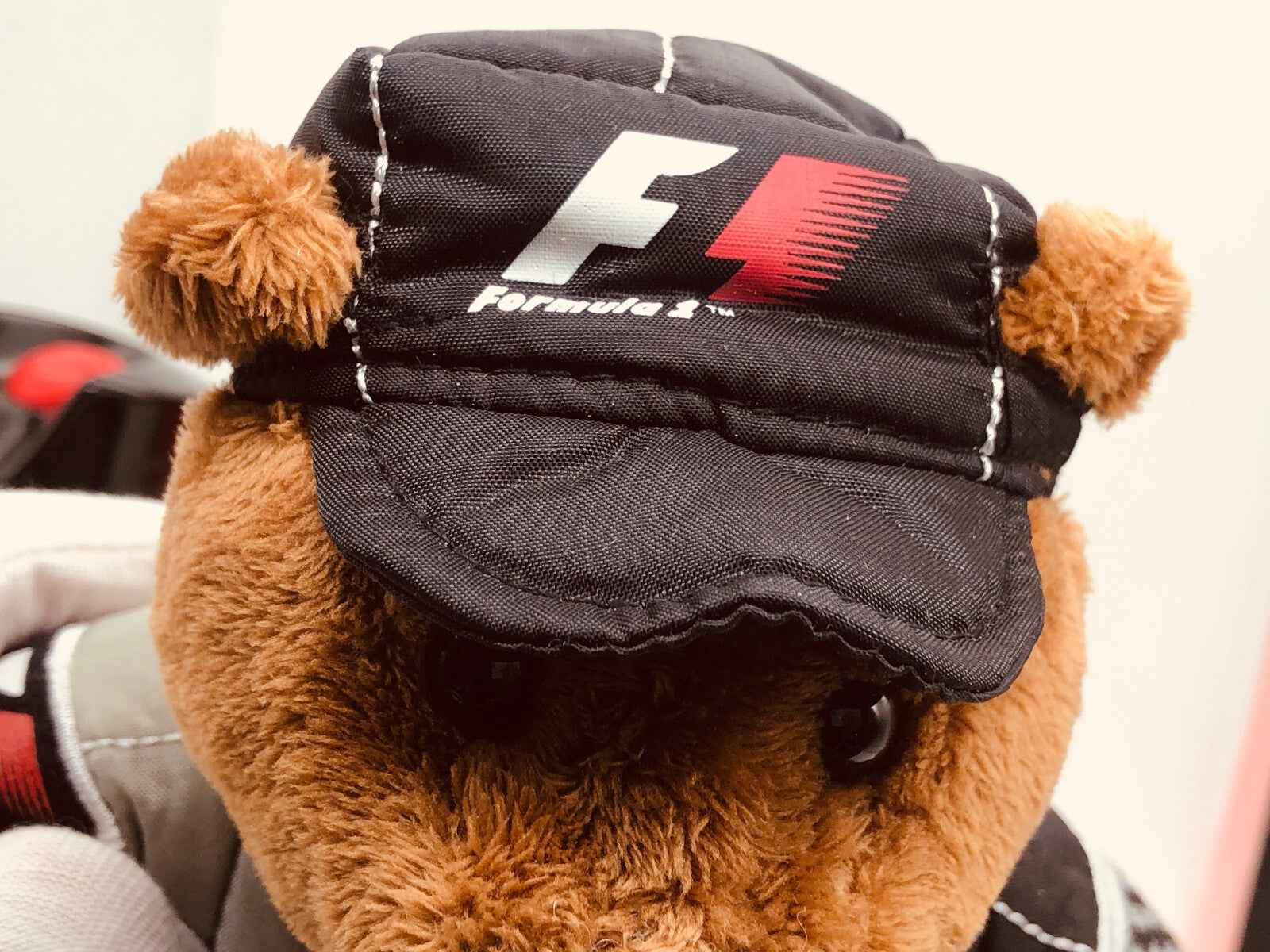 Orso di peluche con cappellino F1 Formula 1 per fan delle corse automobilistiche