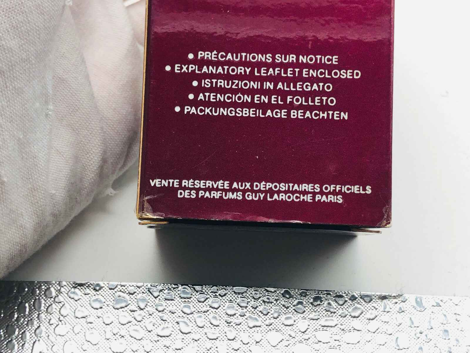Scatola di Profumo Guy Laroche Vintage con istruzioni e precauzioni sul retro