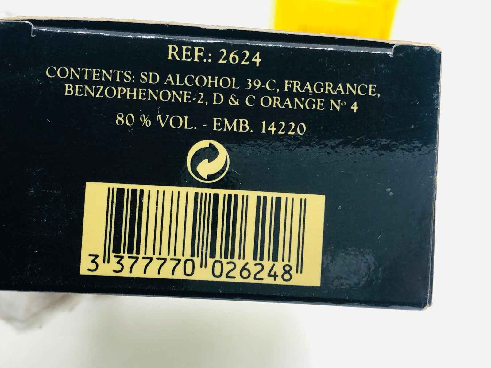 Scatola del profumo Ivoire De Balmain Vintage con informazioni sui contenuti e codice a barre