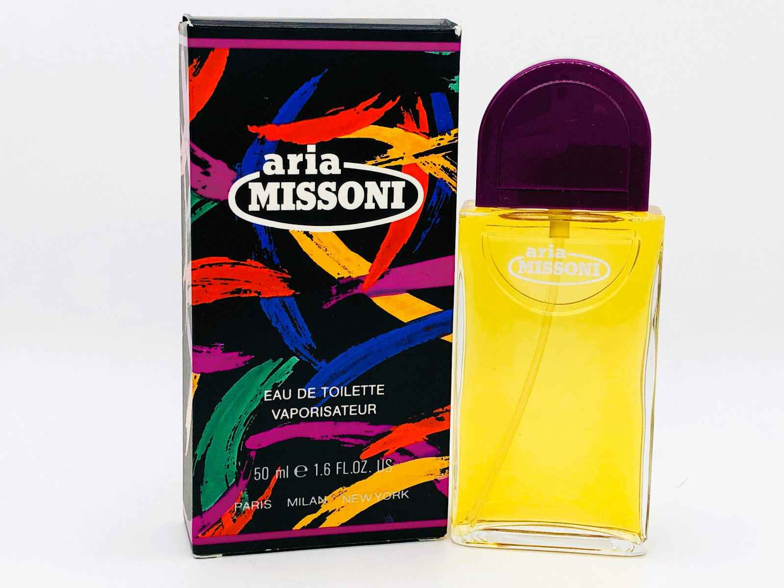 Profumo Missoni Aria in flacone giallo con confezione colorata ed elegante, da 50 ml