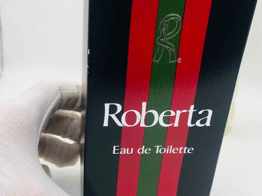 Scatola di profumo Roberta Di Camerino Vintage con design elegante e strisce verdi e rosse