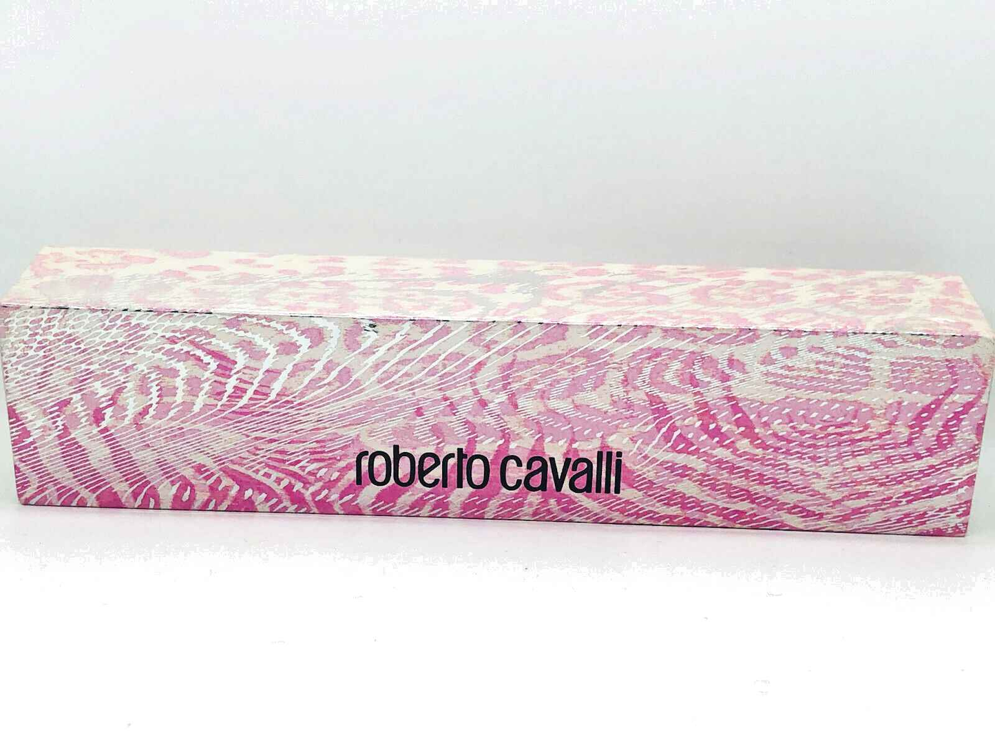 Scatola del profumo Roberto Cavalli Donna con design elegante in colori rosa e bianco