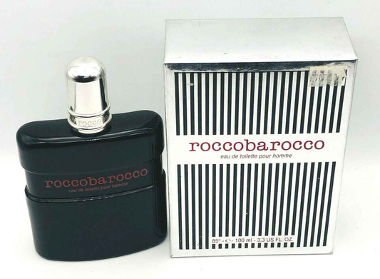 Profumo Roccobarocco Vintage in flacone nero da 100 ml con confezione a righe nere e bianche