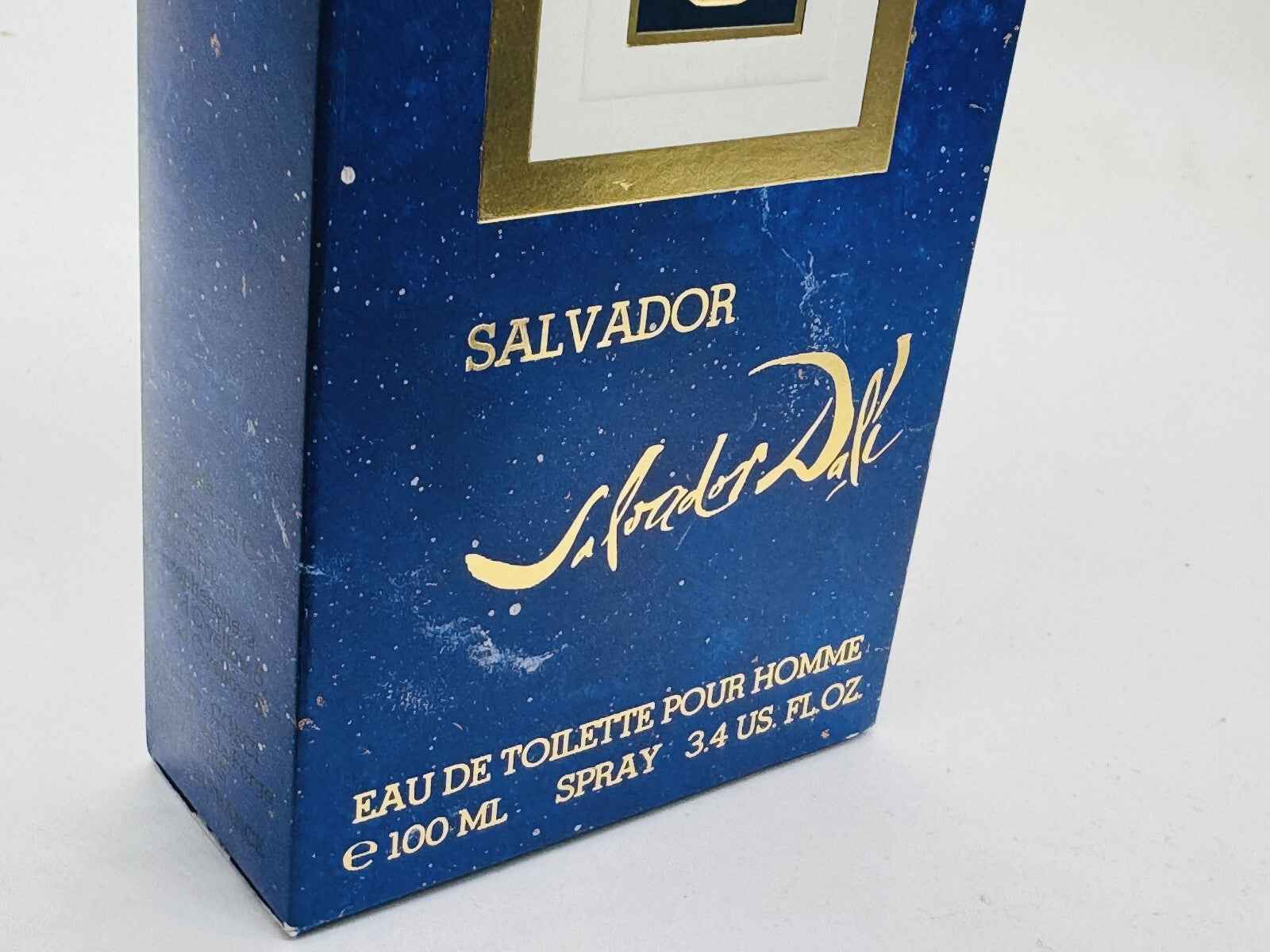 Scatola profumo Salvador Dali Vintage da 100 ml con design blu e dettagli dorati