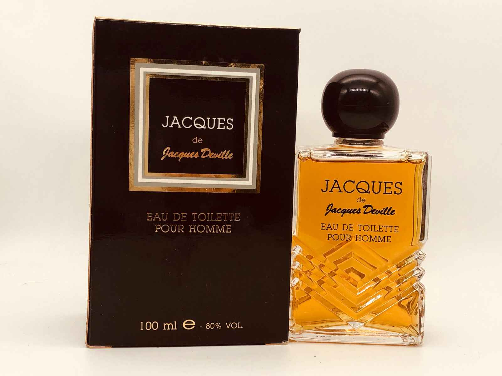 Profumo Vintage Jacques Deville in bottiglia da 100 ml, confezione elegante per uomo