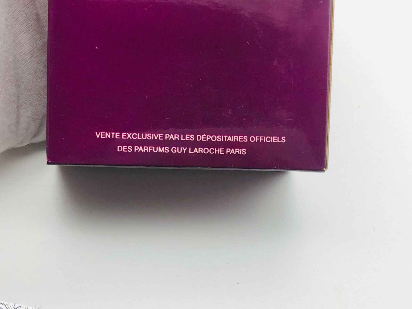 Scatola di profumo vintage J'Ai Ose Guy Laroche con dettagli in francese sulla vendita esclusiva