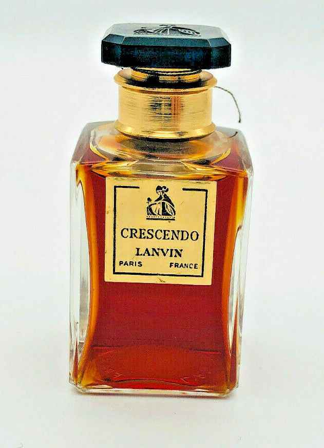 Flacone di profumo vintage Lanvin Crescendo con design elegante e colore ambrato