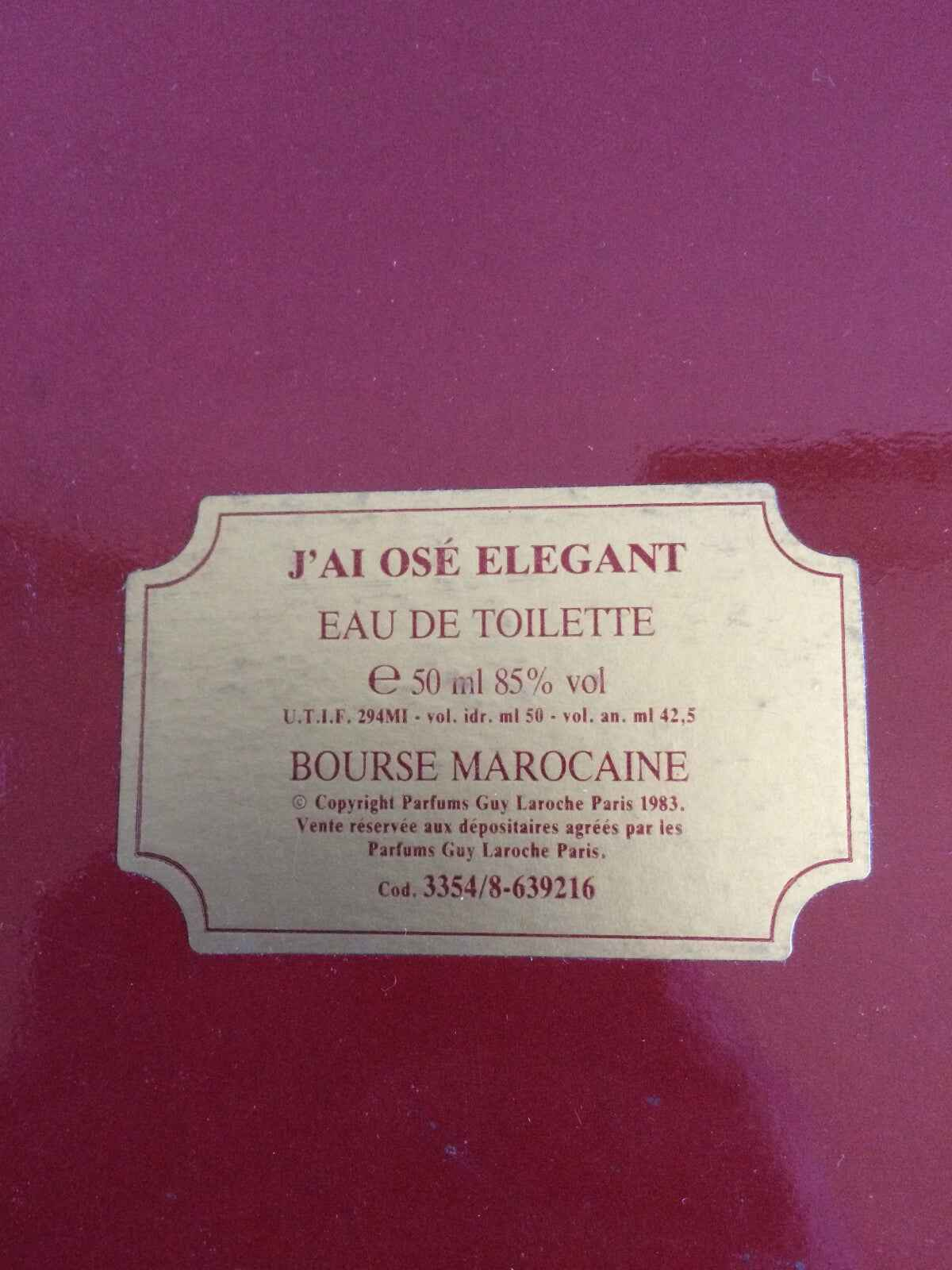 Scatola di profumo Vintage Laroche con etichetta J'ai Osé Elegant, 50 ml di Eau de Toilette