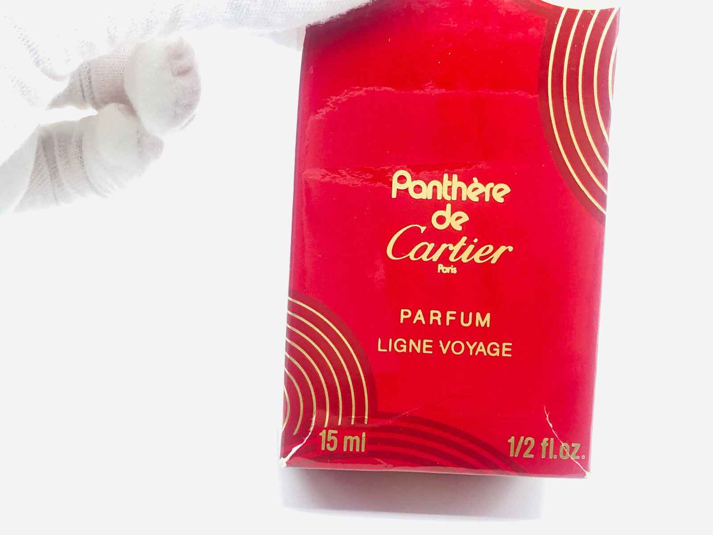 Scatola rossa del profumo Vintage Panthere Cartier da 15 ml con design elegante