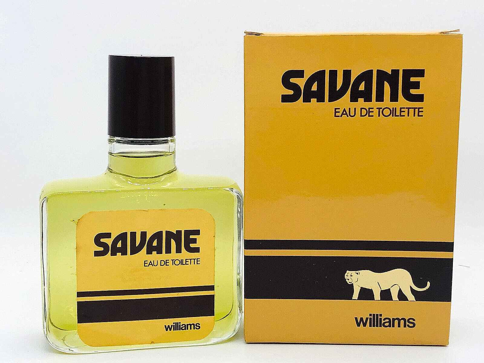 Profumo Williams Savane in flacone classico con scatola gialla per un aroma fresco e vivace