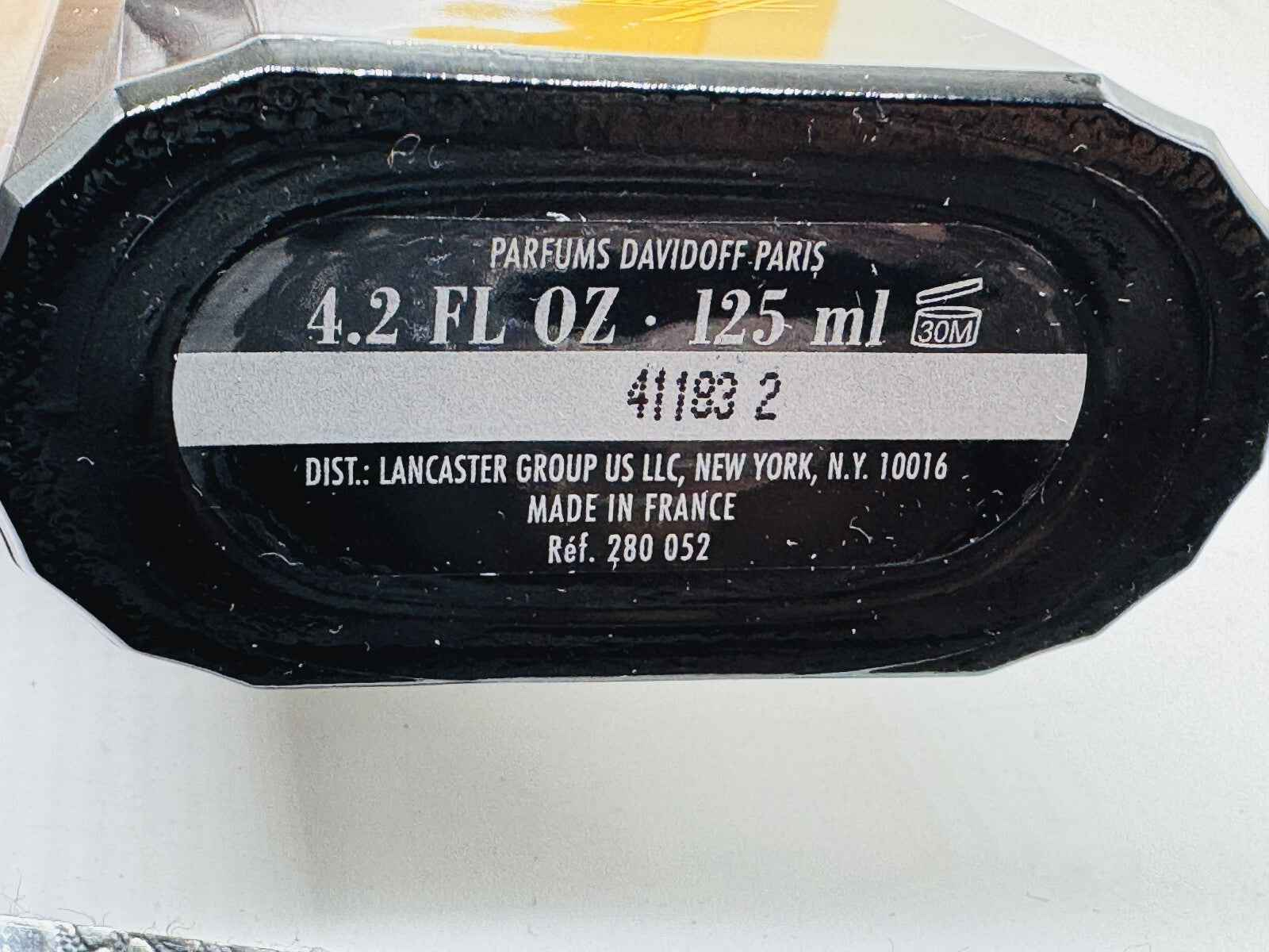 Flacone di Profumo Zino Davidoff Vintage da 125 ml con etichetta e dettagli di produzione