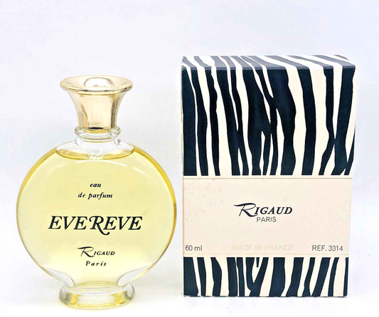 Profumo Rigaud Evereve Vintage in bottiglia di vetro con scatola a strisce in bianco e nero