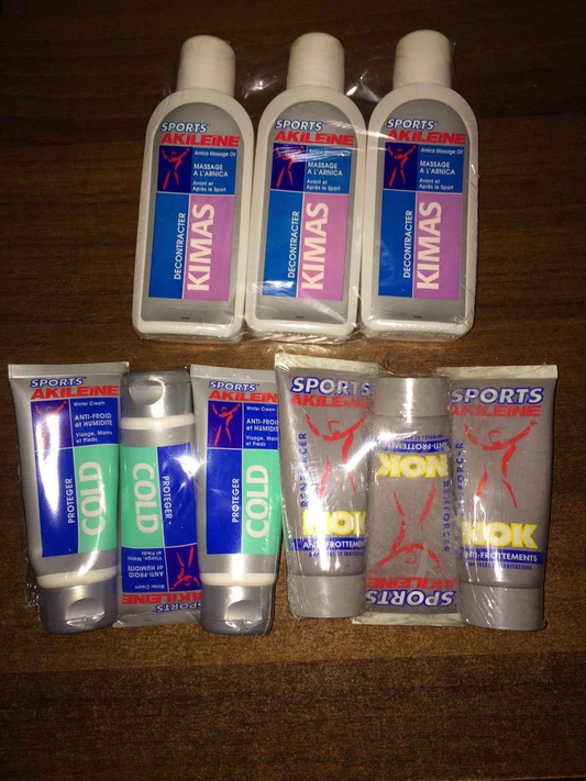 Prodotti Akileine Kimas e Cold per il trattamento sportivo e il recupero muscolare