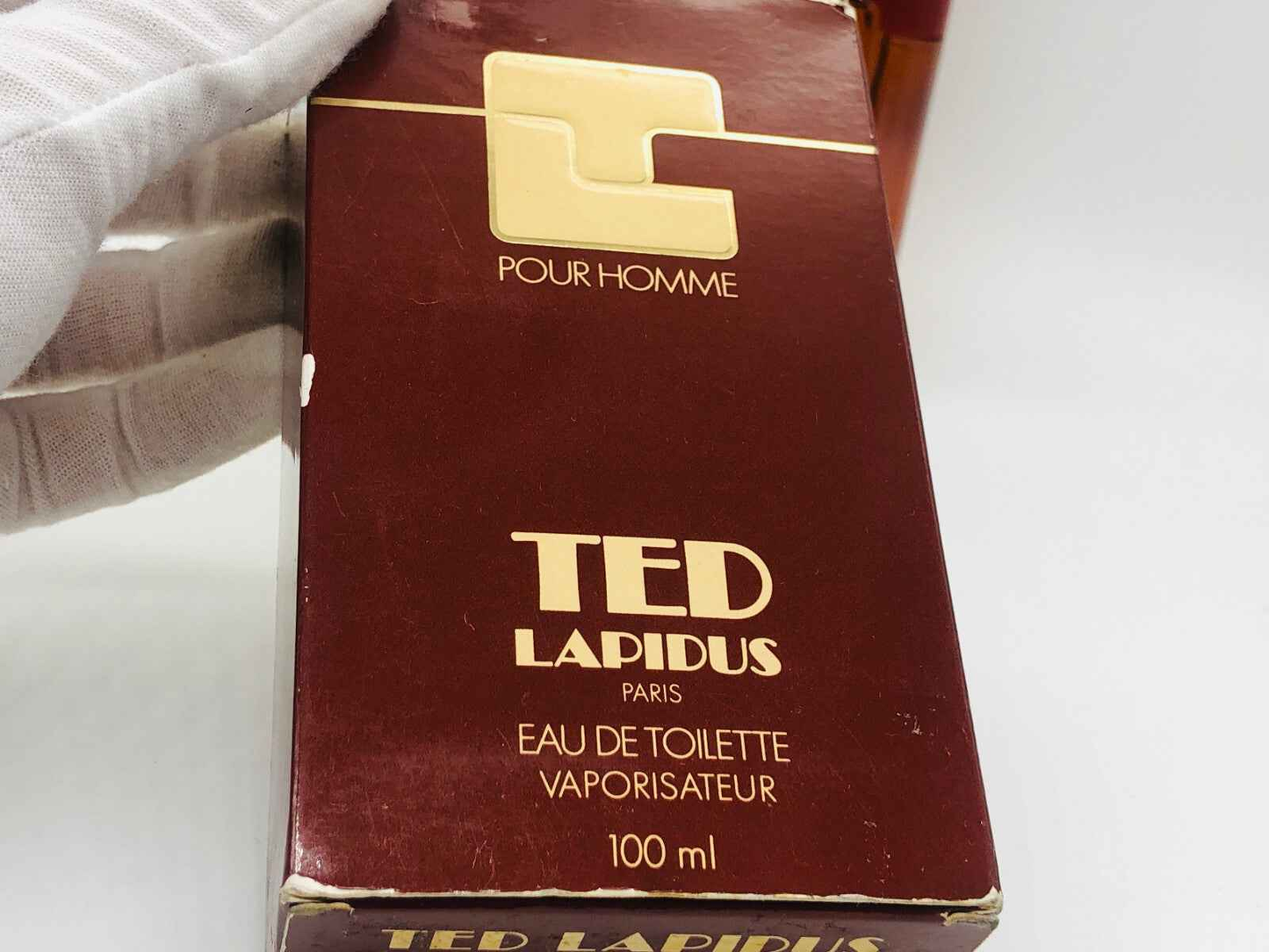 Confezione di Eau de Toilette Ted Lapidus Pour Homme Vintage da 100 ml in elegante scatola marrone