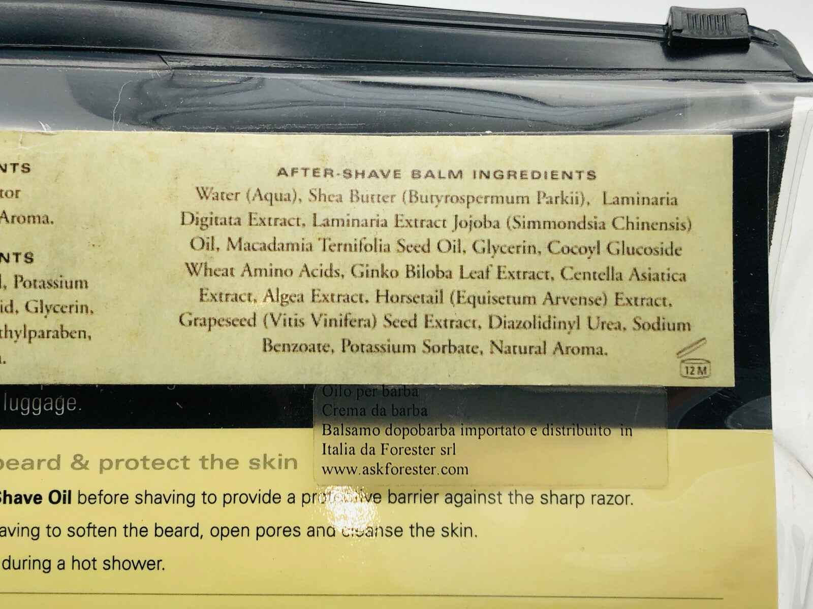 Ingredienti del balsamo dopobarba The 4 Elements Art Of Shaving per una pelle idratata e protetta