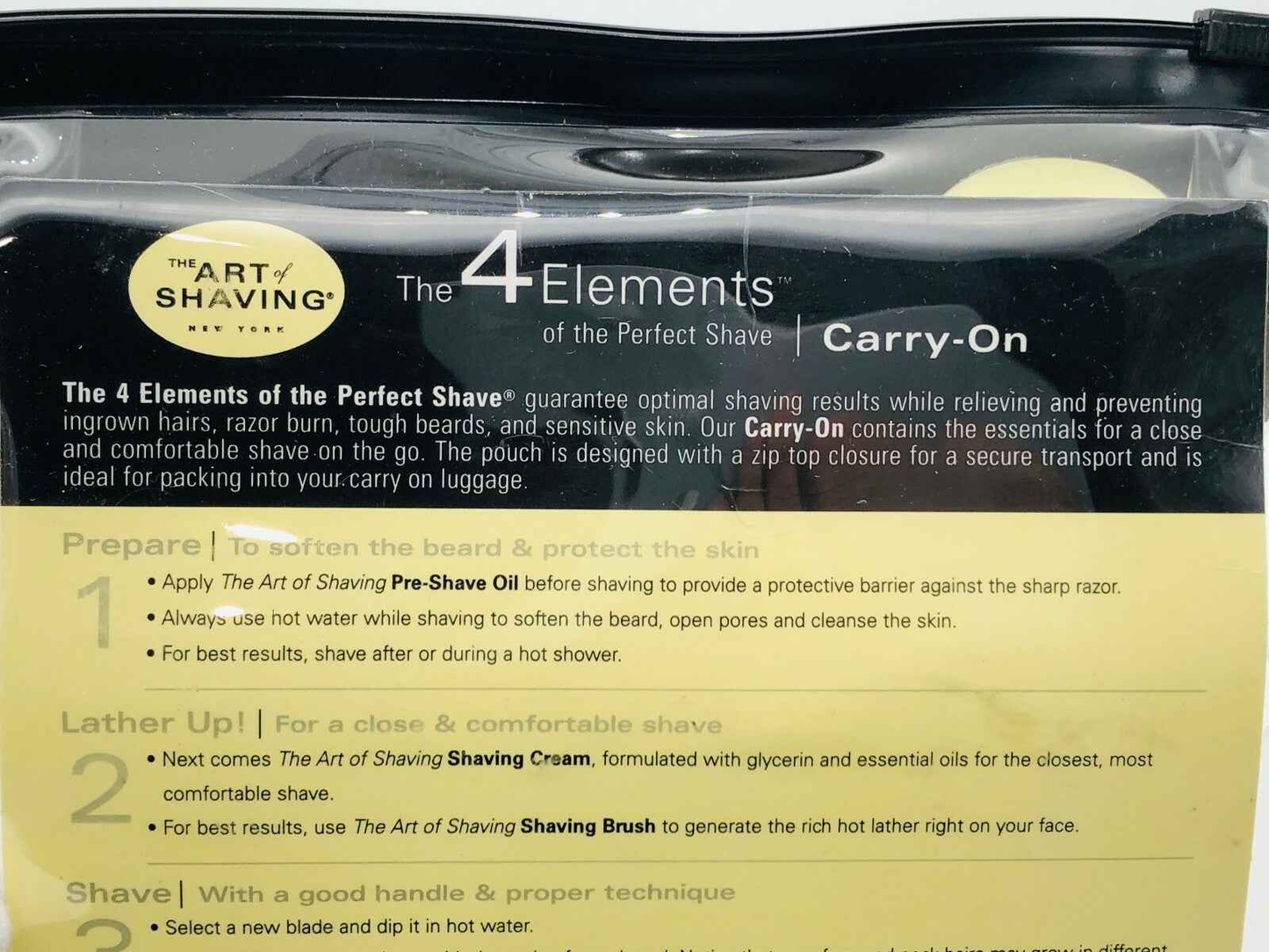 Il kit The 4 Elements Art Of Shaving Carry-On con istruzioni per una rasatura perfetta in viaggio