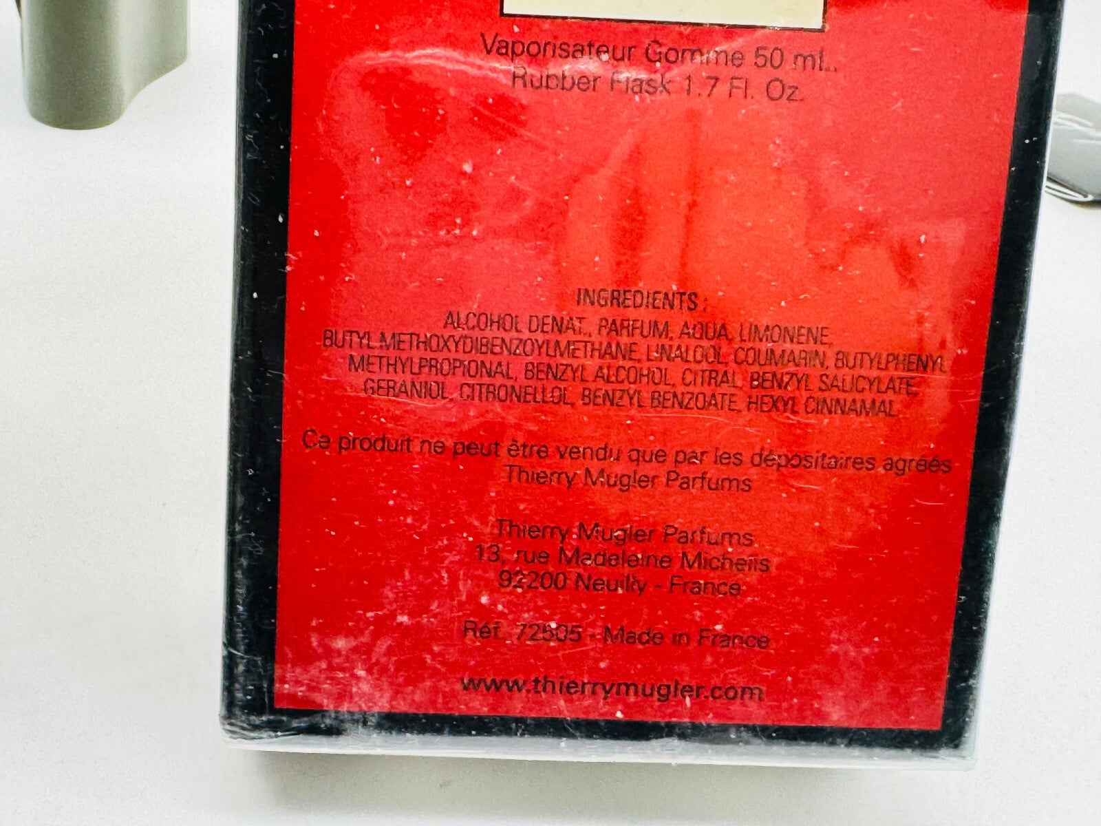 Flacone di Thierry Mugler Mugler B Men Vintage 50 ml con ingredienti dettagliati sul retro